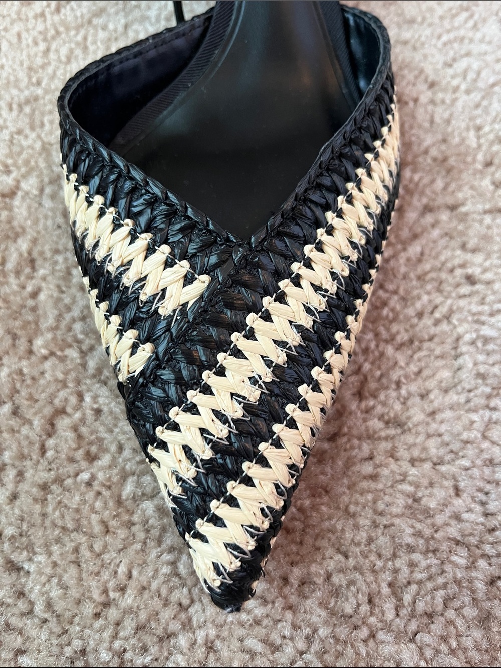 NWT ZARA Woven Slingback Kitten Heels - Picture 3 of 10